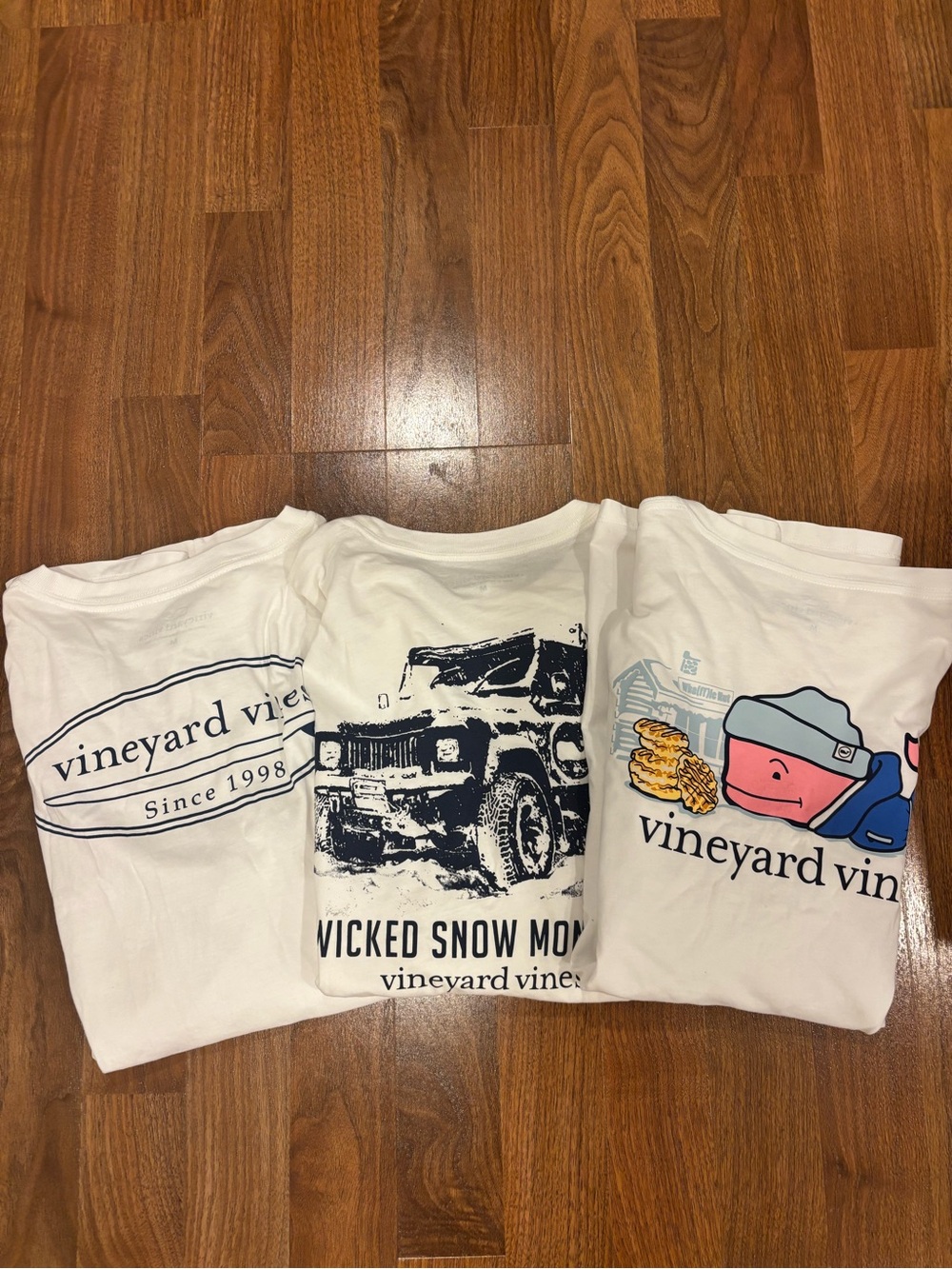Vineyard Vines BUNDLE OF 3 Long Sleeve White T-Shirts Waffle Snow Surf Men’s Med